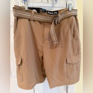 🆕Iron Co.- Men's Cargo Shorts with Belt, Tan, Size 34 NWT